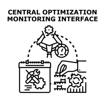 Central optimization monitoring interface concept illustration Stock Illustration