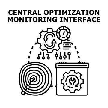 Central optimization monitoring interface concept illustration Stockillustratie