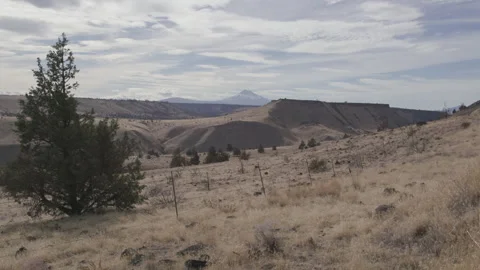 Central Oregon Landscape with Distant Volcanic Peak Stock Footage 333704879
