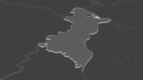 Central, Paraguay. Bilevel elevation map with surface waters Stock Illustration