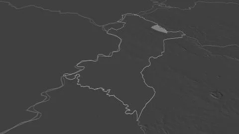 Central, Paraguay. Bilevel elevation map with surface waters イラスト素材