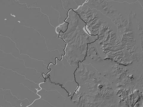 Central, Paraguay. Bilevel elevation map with lakes and rivers イラスト素材