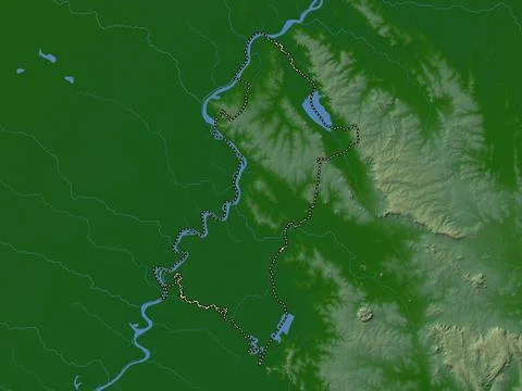 Central, Paraguay. Colored elevation map with lakes and rivers Illustrazione stock