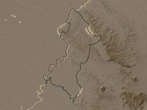 Central, Paraguay. Elevation map colored in sepia tones with lakes and rivers イラスト素材