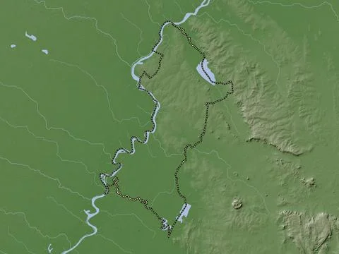 Central, Paraguay. Elevation map colored in wiki style with lakes and rivers 库存插图