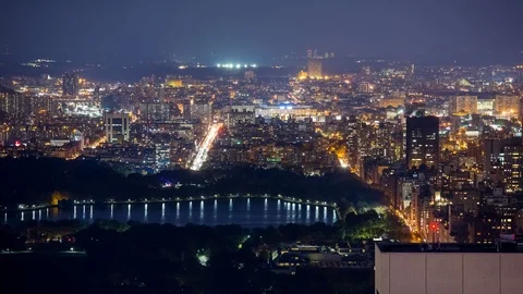 Central Park and Upper Manhattan at Night Video stock 90068785