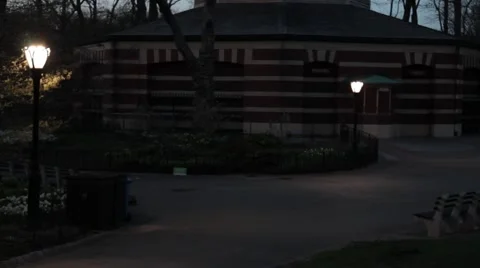 Central Park Carousel at Dusk Stock Footage 54869442