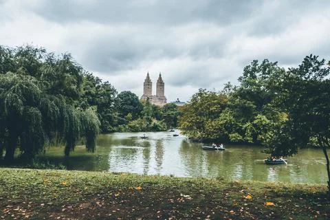 Central Park on a cloudy and rainy day in New York City Stock Photos