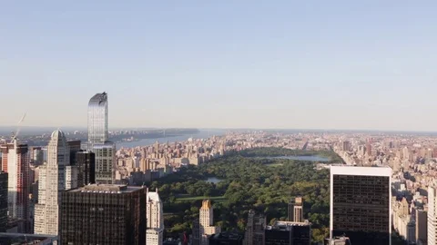 Central Park high angle view in New York clear afternoon Stock Footage 72385187