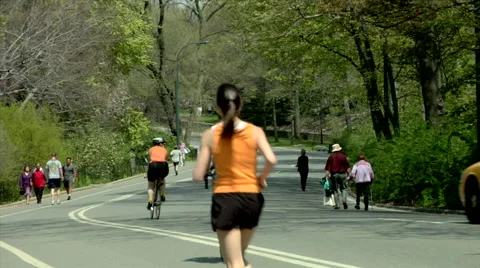 Central Park Joggers Stock Footage 49224016