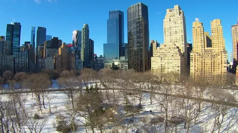 Central Park New York Winter aerials Stock Footage