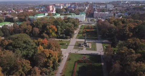 Central park of a provincial town Video stock 169160719