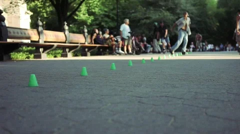 Central Park Skaters Stock Footage 496761