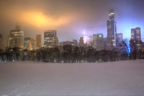 Central Park snowed Stock Photos