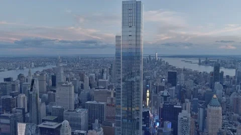Central Park Tower, Billionaire's Row New York Manhattan, NYC, Aerial, Sunset. Vidéo 159506533