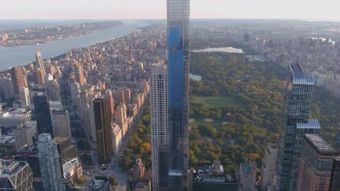 Central Park Tower, Manhattan, New York City, 4k Aerial Cinematic Vidéo 158767991