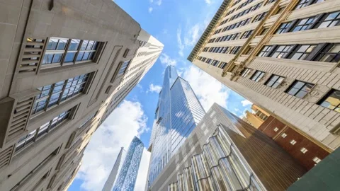 Central Park Tower Skyscraper Cloud Timelapse Video from Street Looking Upwards 動画素材 161444786