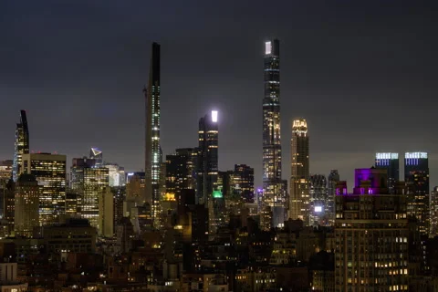 Central Park Tower Star Trails (1 of 2) Stock Footage 154561354