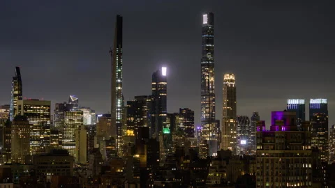Central Park Tower Star Trails Crop (1 of 2) Stock Footage 154561571