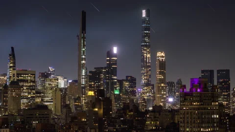 Central Park Tower Star Trails Crop Accelerated Stock Footage 154562530