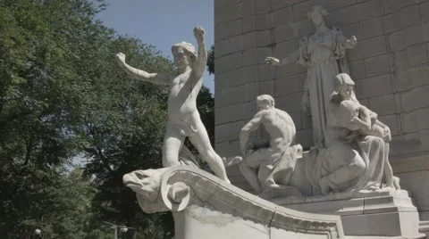 Central Park USS Maine National Monument Stock Footage
