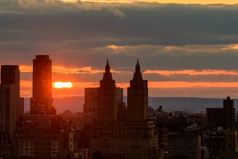 Central Park West Sunset 1 Stock Footage 128938856