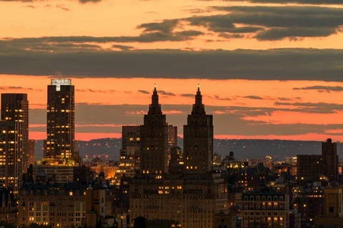 Central Park West Sunset 2 Stock Footage 128938790
