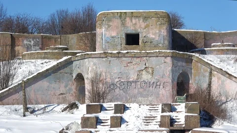The Central part of the 1st North Fort. Kronstadt, Saint Petersburg Stock Footage 86700948