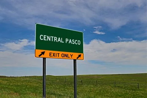 CENTRAL PASCO US Highway Exit Only Sign Stock Photos