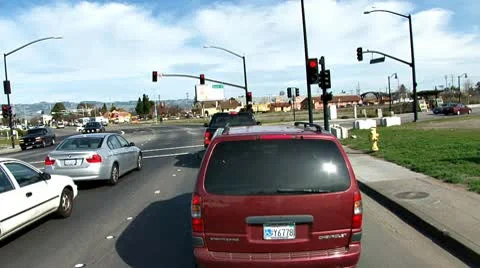 Central Petaluma Traffic Driving Petaluma Blvd 1 Stock Footage