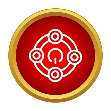 Central power button connecting data network nodes Stock Illustration