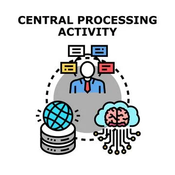Central processing activity managing global data intelligence イラスト素材