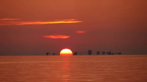 Central processing platform (cpp) in the middle of the ocean Stock Footage 74776662
