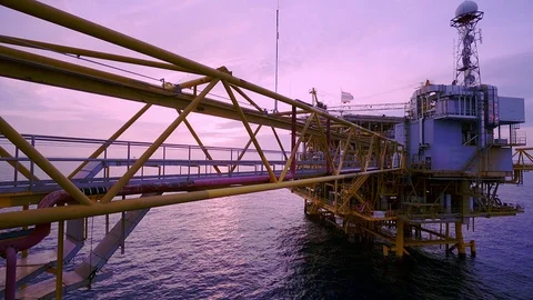 Central processing platform with purple sky in sunset Stock Footage 116042012