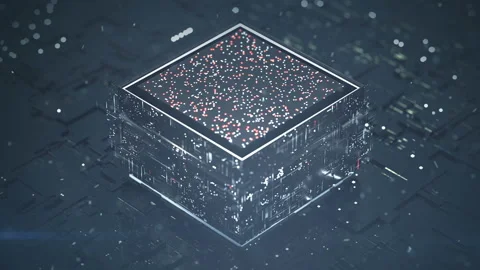 Central processing unit is analyszing data seamless loop 3D render animation Stock Footage 128301163