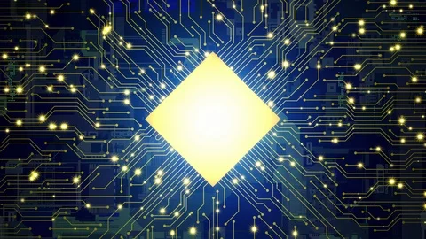 Central processing unit and electronic circuit. Stock Footage 113516872