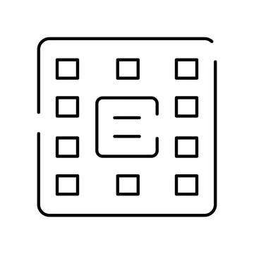 Central processing unit block diagram line icon Stock Illustration