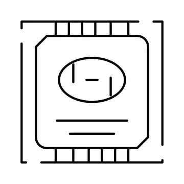 Central processing unit chip line art icon Stock Illustration