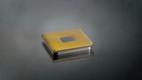 The central processing unit of the computer on a dark background in the smoke Stock Footage 145370231