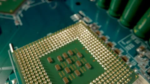 The central processing unit of a computer motherboard. The microprocessor Video stock 182403141