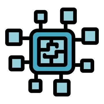 Central processing unit connecting to network elements icon 스톡 일러스트