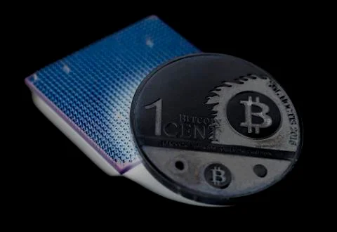Central processing unit CPU microchip with Bitcoin イラスト素材