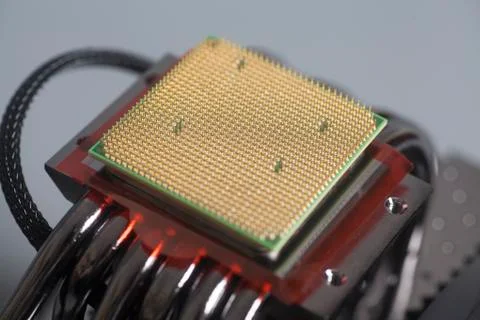 Central processing unit CPU microchip on Computer fan cooler Stock Photos