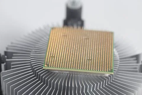 Central processing unit CPU microchip on Computer fan processor Foto stock