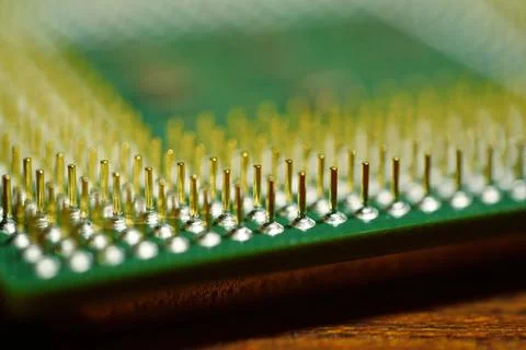 Central Processing Unit, CPU. Microcircuit chip with electronic components Stock Photos