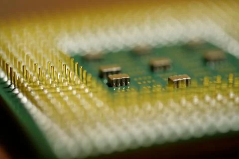 Central Processing Unit, CPU. Microcircuit chip with electronic components Stock Photos