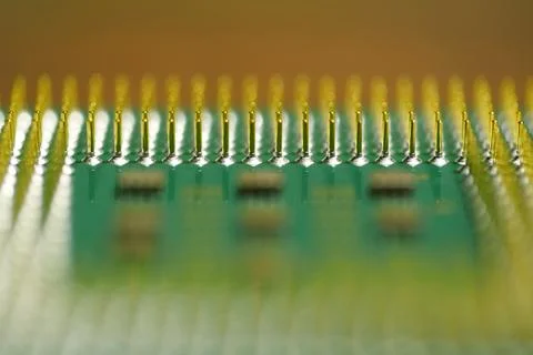 Central Processing Unit, CPU. Microcircuit chip with electronic components Stock Photos