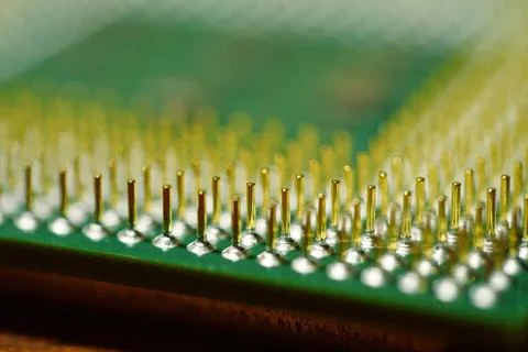 Central Processing Unit, CPU. Microcircuit chip with electronic components 스톡 사진