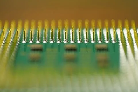 Central Processing Unit, CPU. Microcircuit chip with electronic components Stock Photos