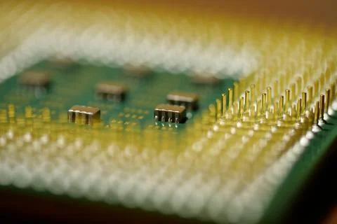 Central Processing Unit, CPU. Microcircuit chip with electronic components Stock Photos